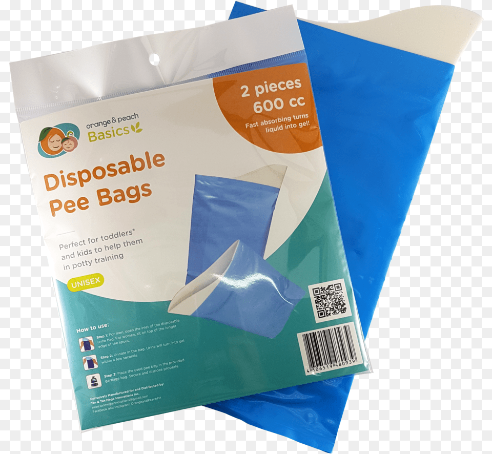 Pee Bag Orange And Peach, Advertisement, Poster, Qr Code, Plastic Free Png