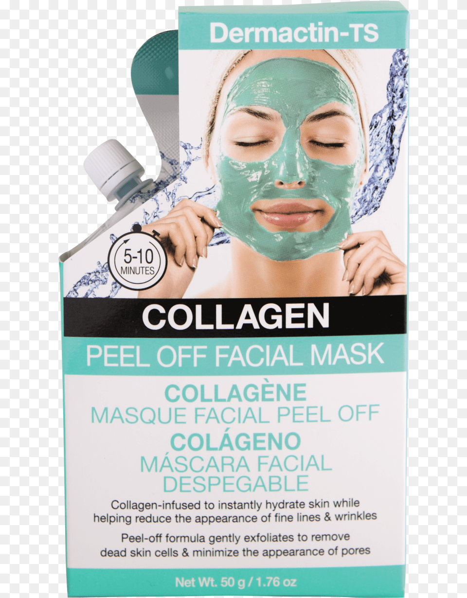 Peel Off Facial Mask Collagen By Dermactin Ts Facial, Adult, Advertisement, Female, Person Png