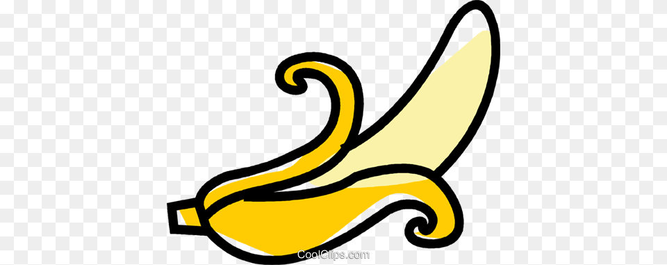 Peeled Banana Royalty Free Vector Clip Art Illustration, Food, Fruit, Plant, Produce Png