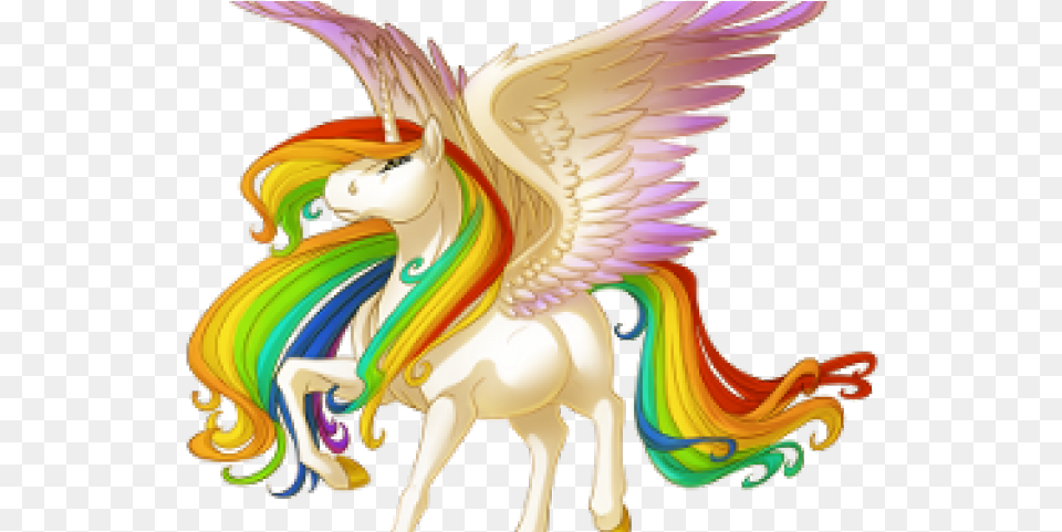 Pegasus Clipart Rainbow Unicorn Drawings Of Mythical Creatures, Animal, Dinosaur, Reptile Png Image