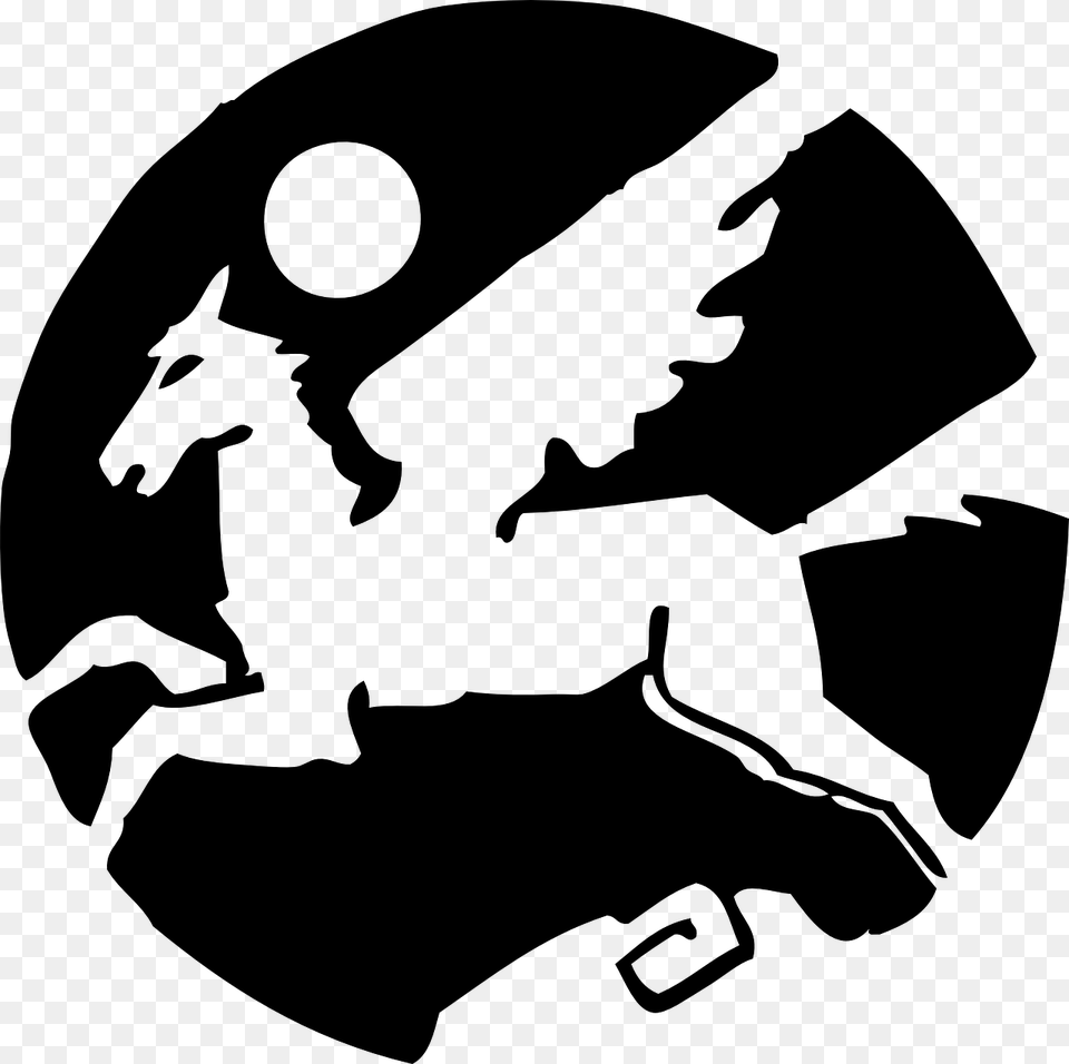 Pegasus Flying Horse Mythical Creature Lambang Kuda Terbang, Gray Free Png Download