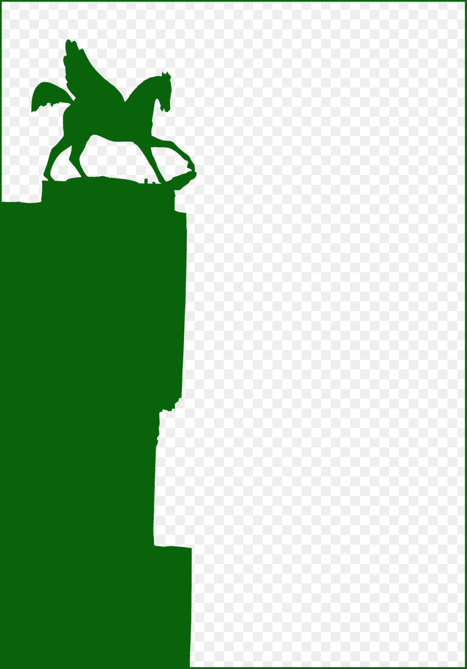 Pegasus On Rock Silhouette, Green, Animal, Horse, Mammal Free Png Download