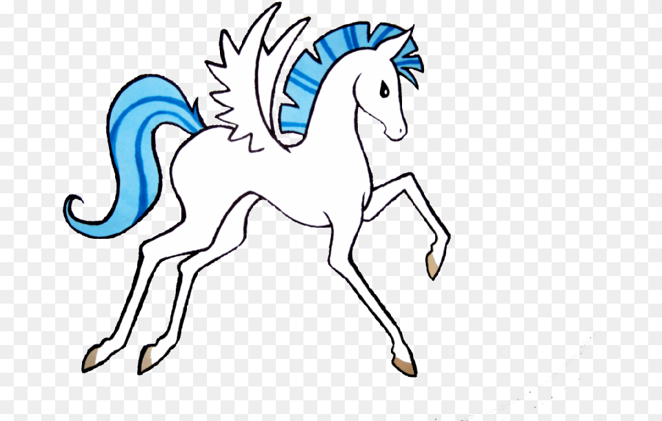 Pegasus With Blue Mane And Tail Tattoo Pegasus Cartoon, Animal, Horse, Mammal, Colt Horse Free Png Download