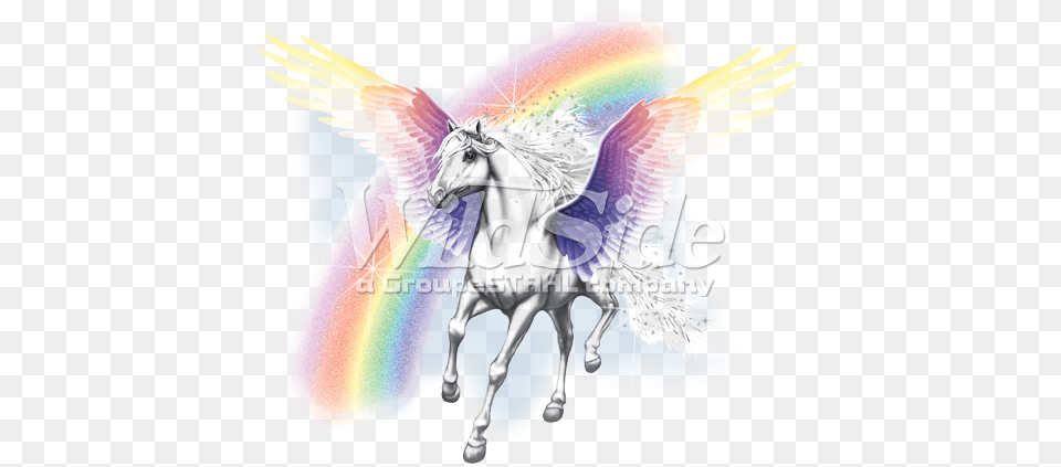 Pegasus With Rainbow Rainbow Pegasus Glitter Tshirt Sizescolors, Animal, Mammal, Horse Free Png