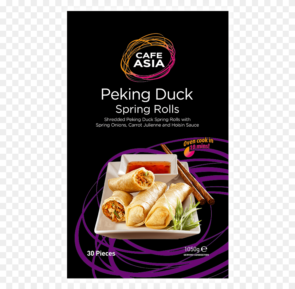 Peking Duck Quad Copy Cafe Asia Vegetable Spring Rolls, Advertisement, Poster, Meal, Lunch Free Png