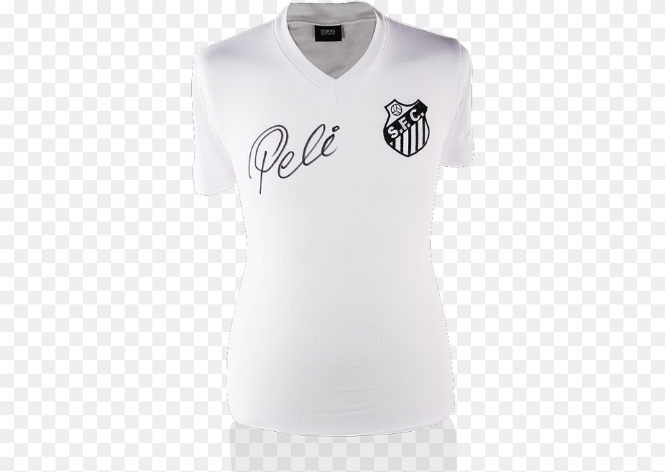 Pele Front Signed Retro Santos Shirt Short Sleeve, Clothing, T-shirt Png Image