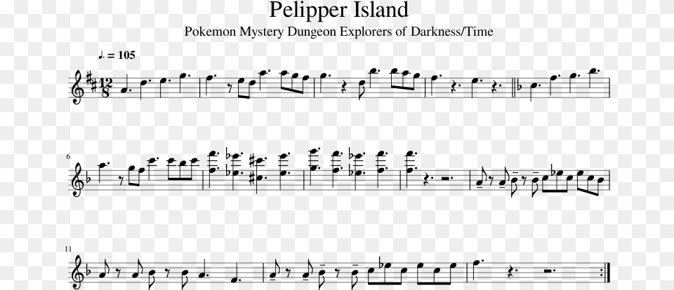 Pelipper Island Sheet Music 1 Of 1 Pages, Gray Free Png Download