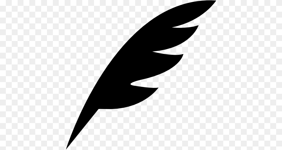 Pen Feather Black Diagonal Shape Of A Bird Wing, Silhouette, Leaf, Plant, Animal Free Png