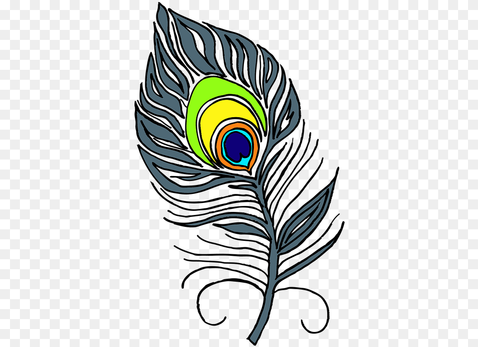 Pen Peacock Peacock Feathers Feather Bird Colored Peacock Feather Clip Art Black Amp White, Graphics, Modern Art, Leaf, Plant Free Png Download