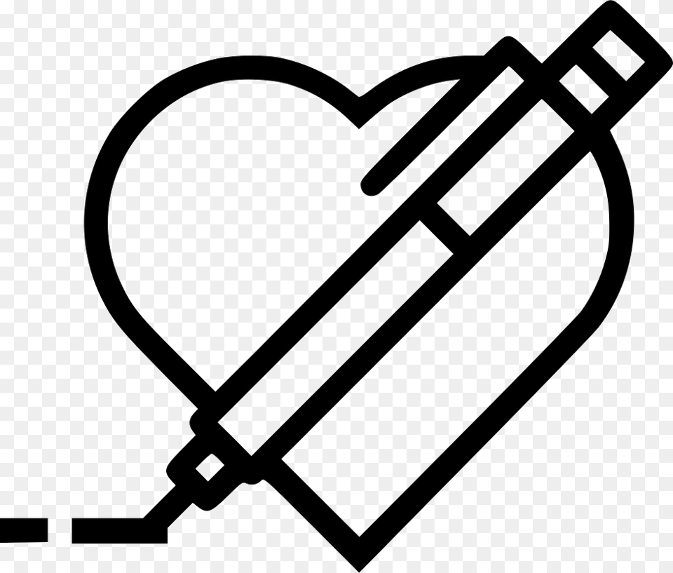 Pen Pencil Write Draw Design Heart Like Favorite Heart With A Pen Icon, Stencil, Bow, Weapon Free Transparent Png