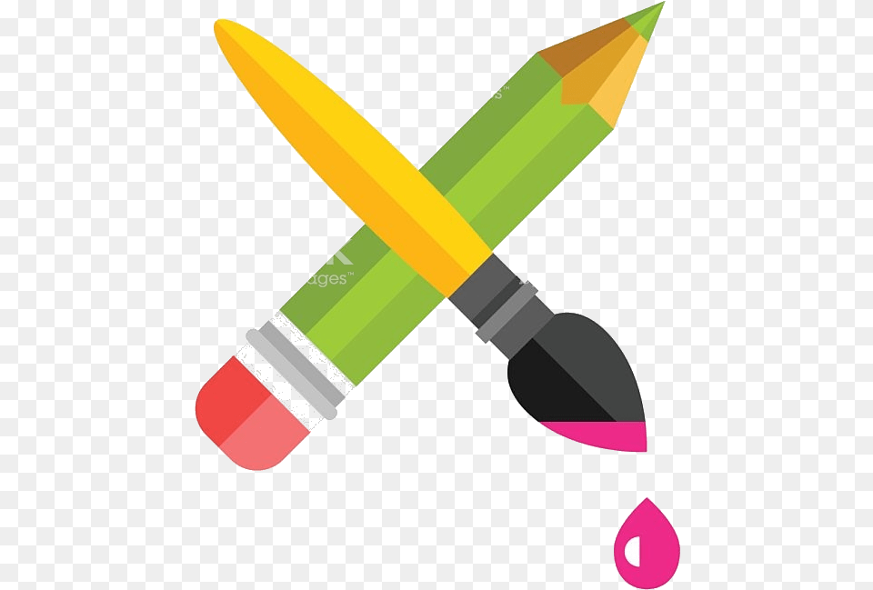 Pencil Collection Of Clipart Paintbrush Barbed Crayon Et Pinceau Dessin, Brush, Device, Tool, Cosmetics Free Png Download