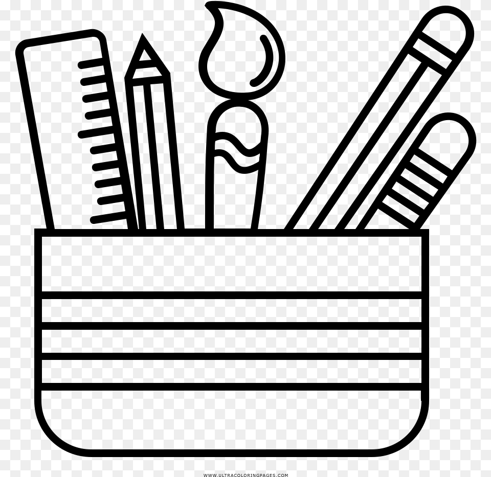 Pencil Cup Coloring Page, Gray Free Png Download