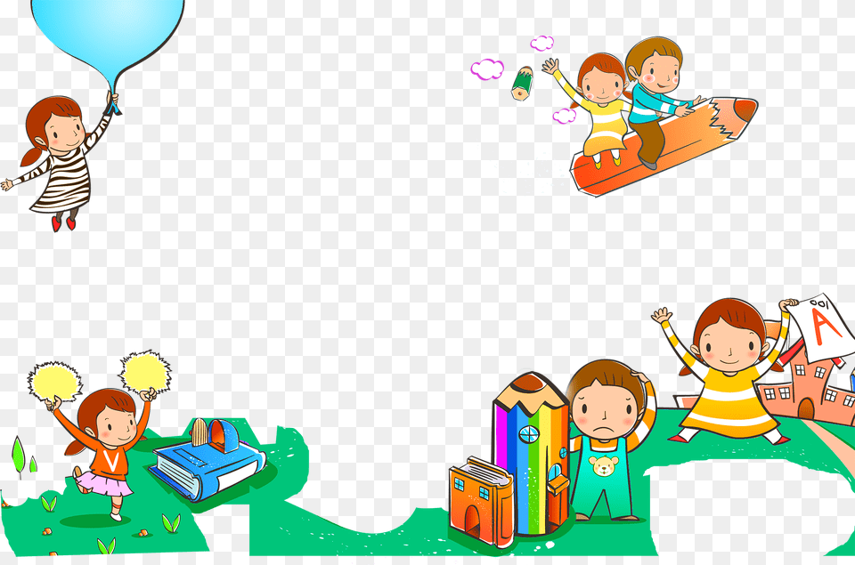 Pencil Drawing Decoration Book Cartoon Children Clipart Background Kids Book, Baby, Person, People, Face Free Png Download