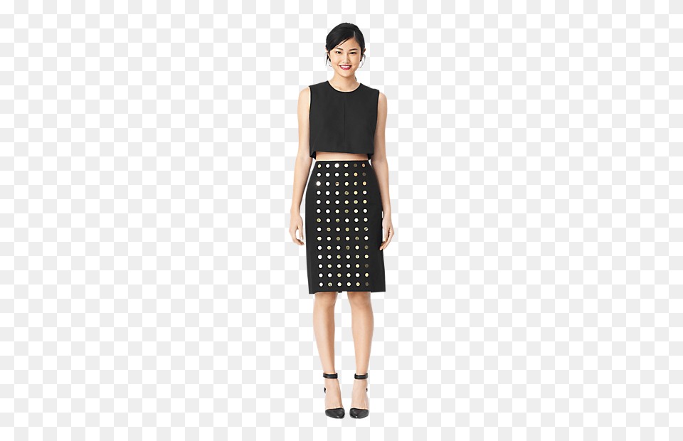 Pencil Skirt In Gold Dot Polka Dot, Clothing, Dress, Adult, Female Png Image