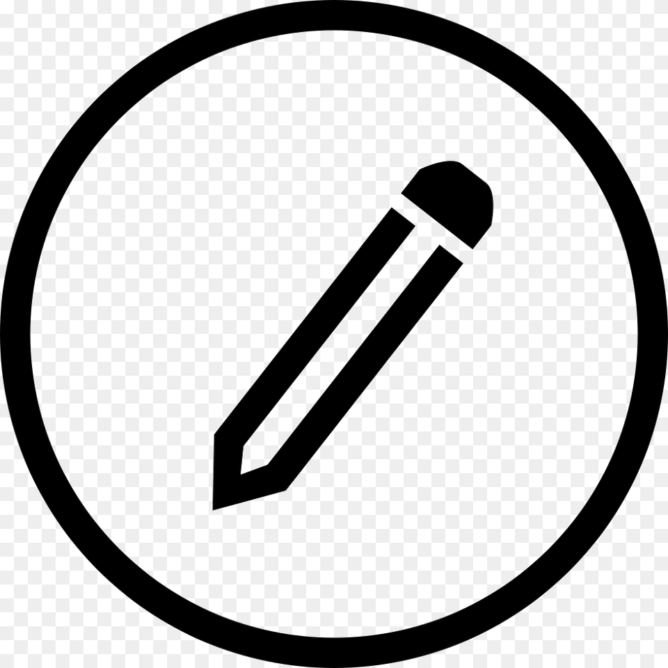 Pencil Writing Tool Symbol In Circular Button Outline Copyright Symbol Clip Art, Sign Free Transparent Png