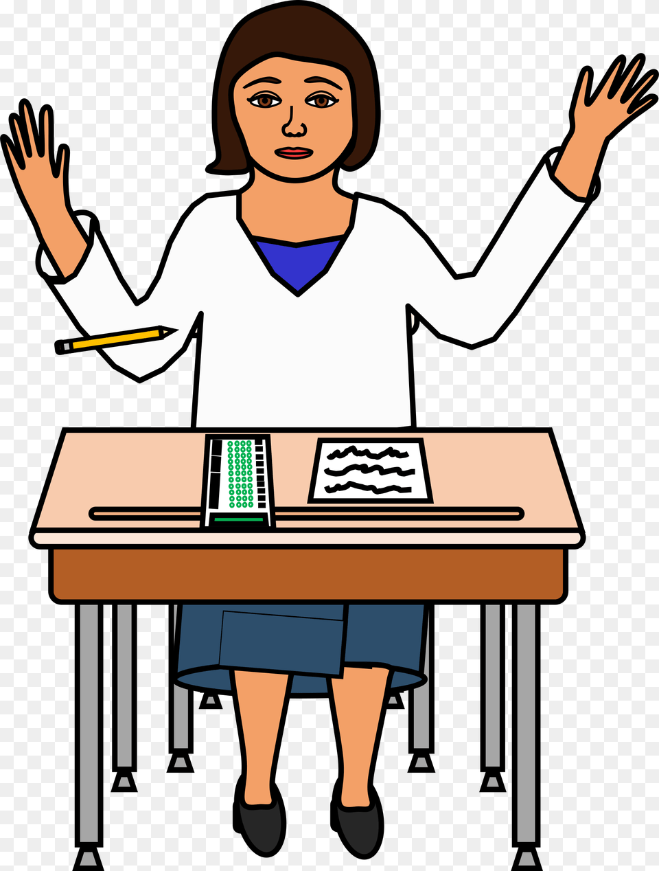 Pencils Down Clip Arts School Desk Transparent Background, Table, Furniture, Adult, Person Free Png