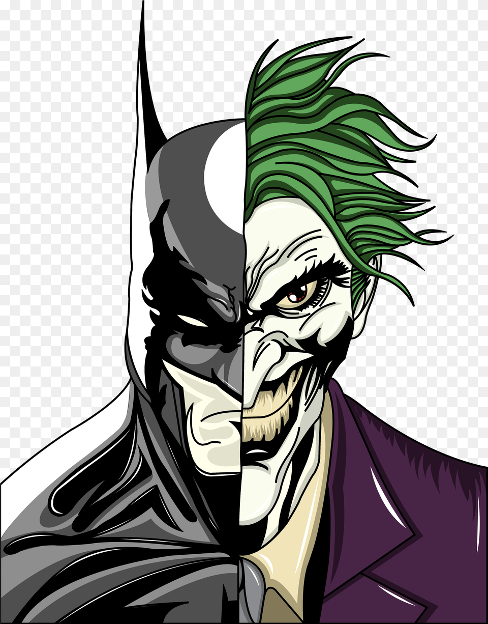 Pencils Drawing Joker Batman And Joker Face, Publication, Book, Comics, Adult Free Png Download