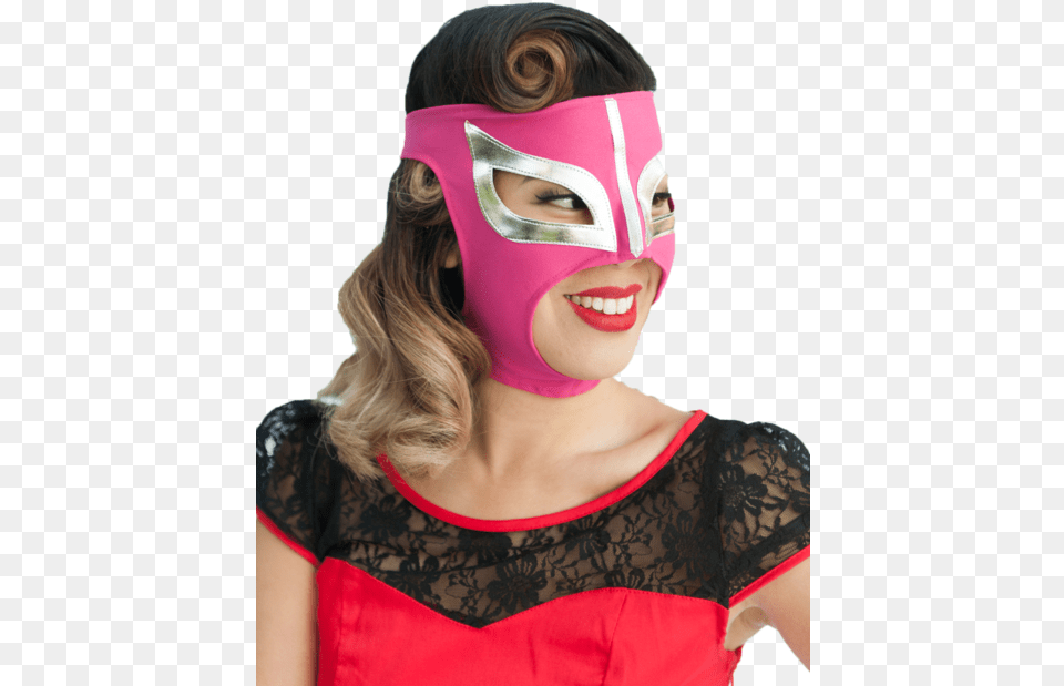 Penelope Pink Lucha Libre Mask Red Lucha Libre Mask, Adult, Female, Person, Woman Free Transparent Png
