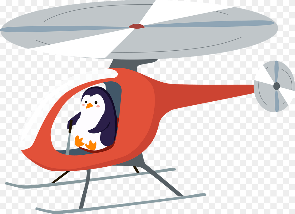 Penguin And Helicopter Clipart, Aircraft, Transportation, Vehicle, Bird Free Png