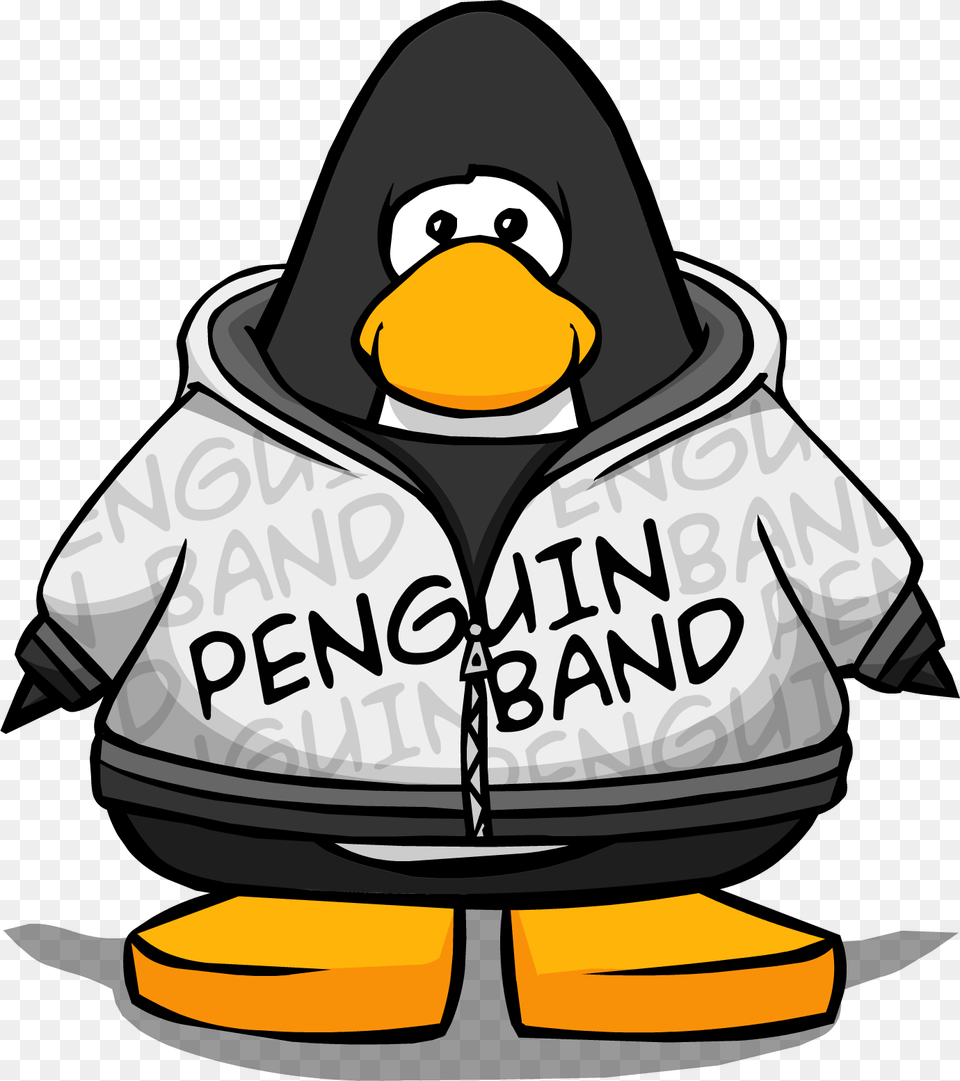 Penguin Band Hoodie From A Player Card Club Penguin Striped Shirt, Clothing, Coat, Hood, Sweatshirt Png