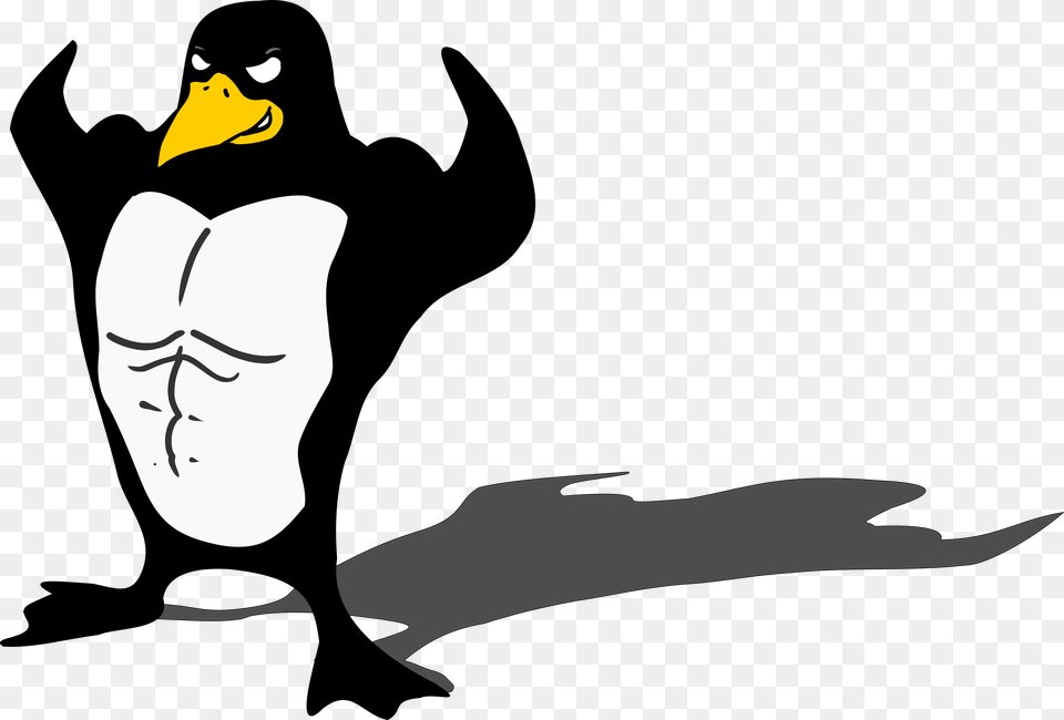 Penguin Bodybuilder Linux Muscle Tux Animal Funny Penguin Bodybuilder, Beak, Bird, Person, Face Png