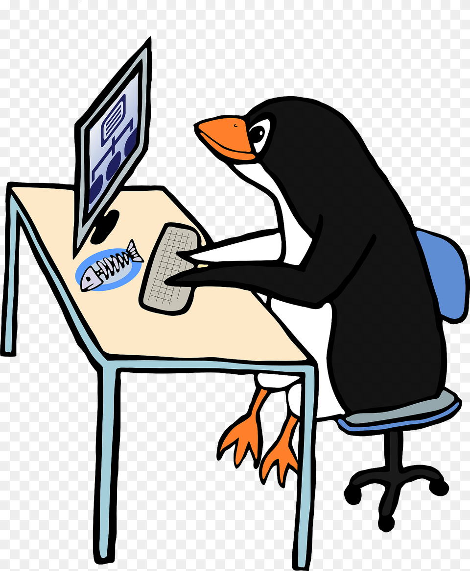 Penguin Clerk Clipart, Table, Pc, Computer, Desk Png Image