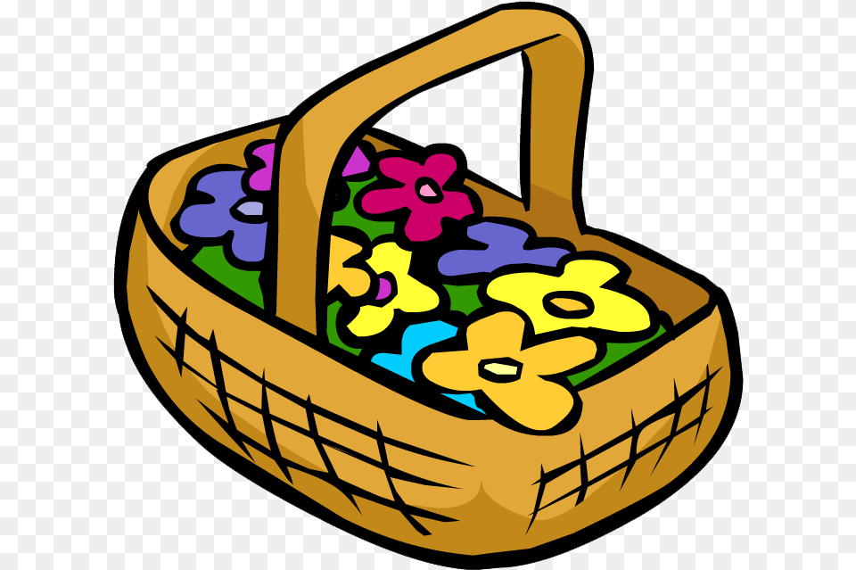 Penguin Clipart Flower Flowers In A Basket Cartoon, Shopping Basket Free Transparent Png