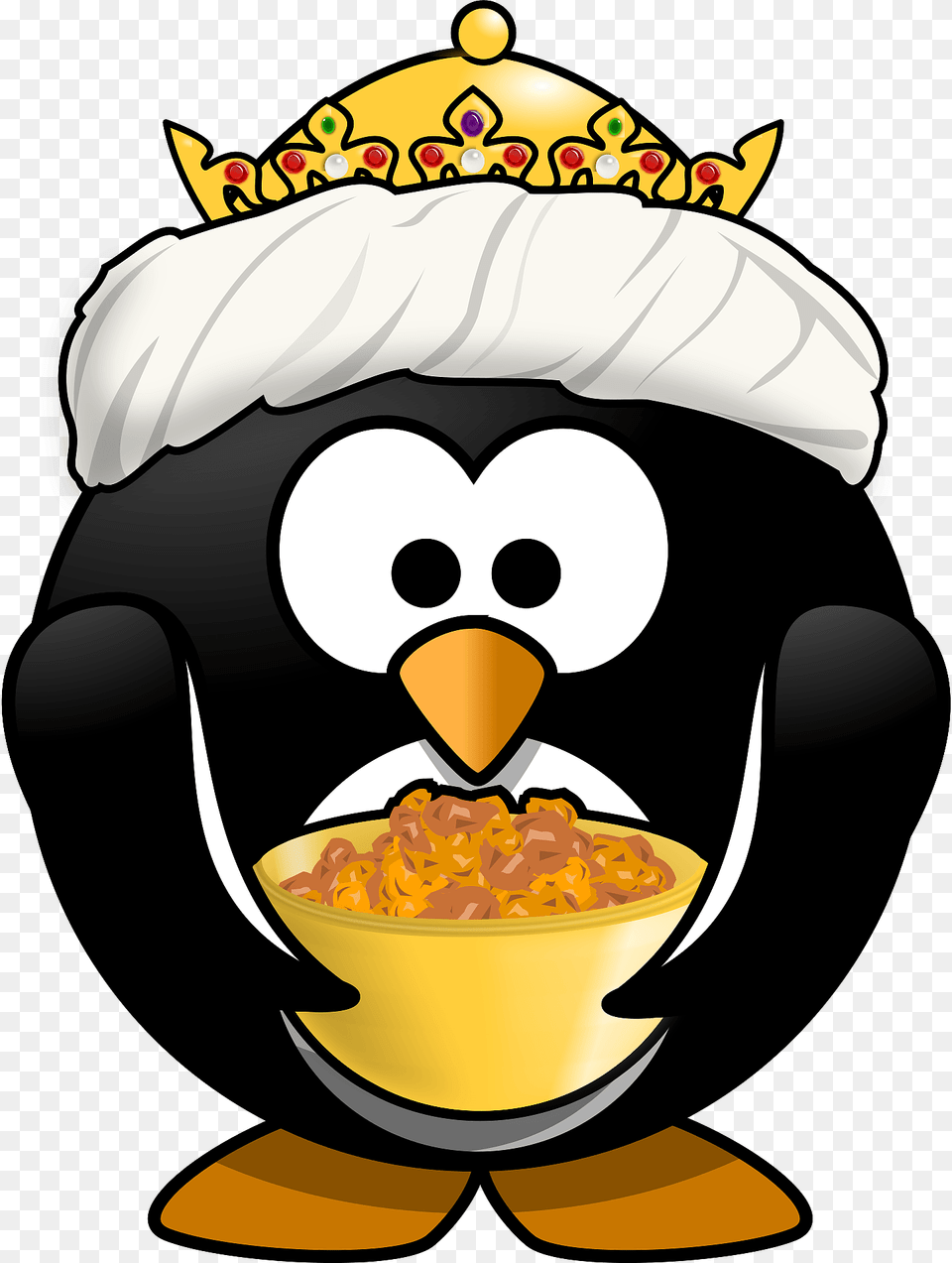 Penguin In Oriental Costume Clipart, Food, Meal, Bowl, Cream Png Image