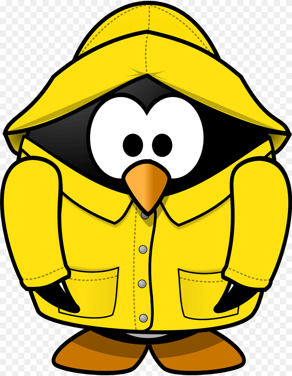 Penguin In Raincoat Clipart, Clothing, Coat, Hardhat, Helmet Png