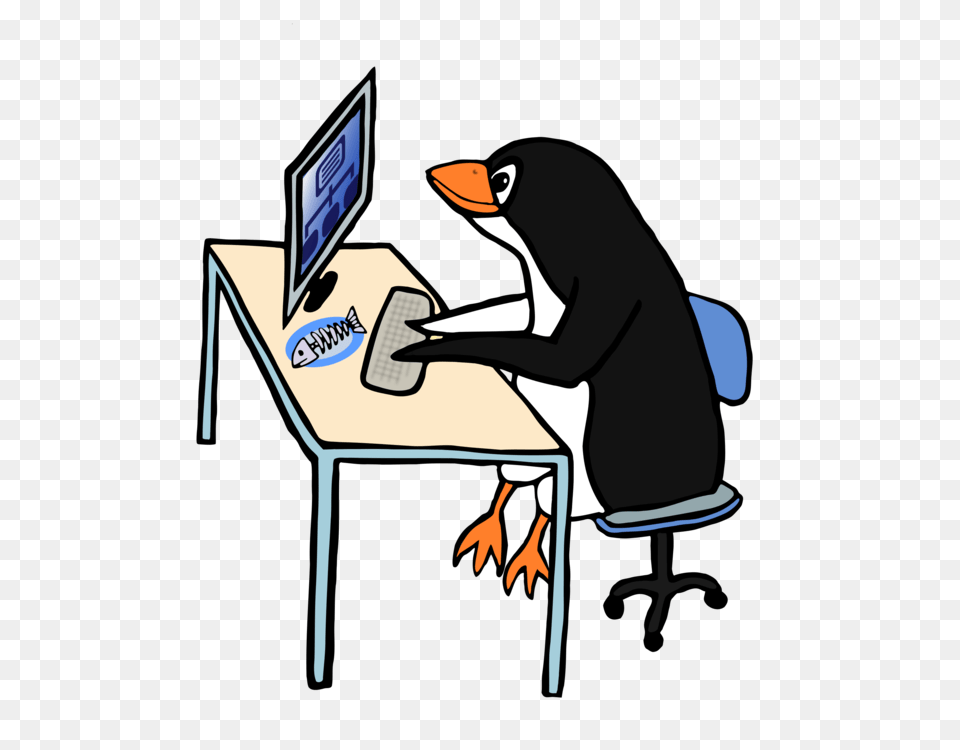 Penguin Laptop Tux Computer Linux, Table, Furniture, Electronics, Desk Png
