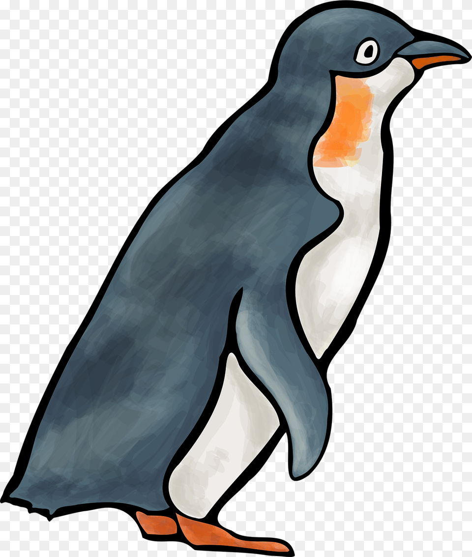 Penguin Logo Animal Bird Blue Yellow Animal Pingino, King Penguin Free Png