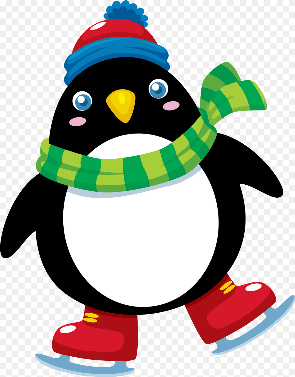 Penguin On Ice Skates, Nature, Outdoors, Winter, Snow Png Image