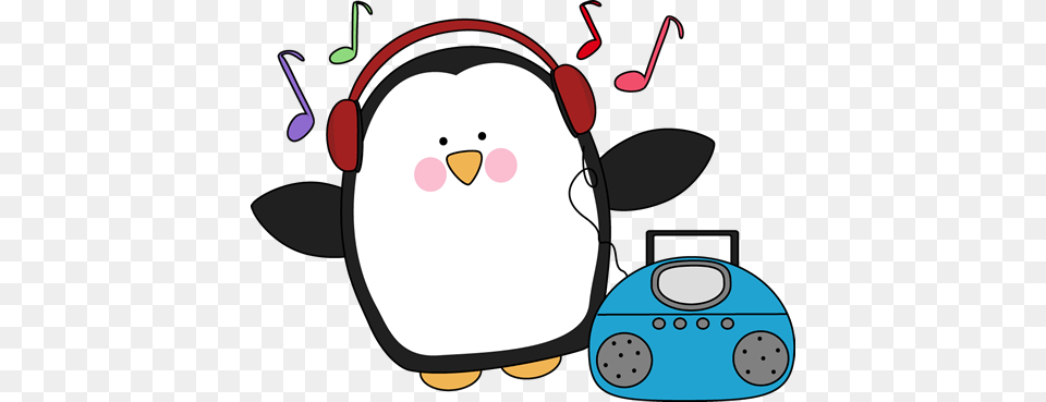 Penguin Pencil And In Color Penguin Listening To Music Clipart, Device, Grass, Lawn, Lawn Mower Free Png