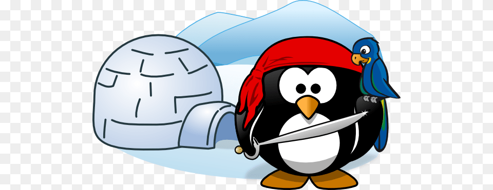 Penguin Pirate With Igloo Clip Art, Nature, Outdoors, Snow, Animal Free Png Download