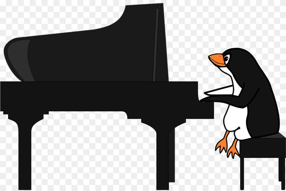 Penguin Playing The Piano Clipart, Animal, Bird, Grand Piano, Keyboard Free Transparent Png