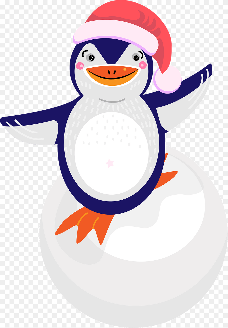 Penguin Riding On The Snowball Clipart, Winter, Snowman, Snow, Outdoors Free Png