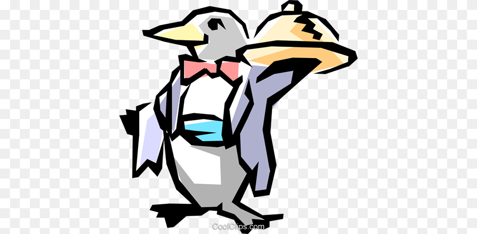 Penguin Waiter Royalty Vector Clip Art Illustration, Clothing, Hat, Formal Wear, Accessories Free Png Download