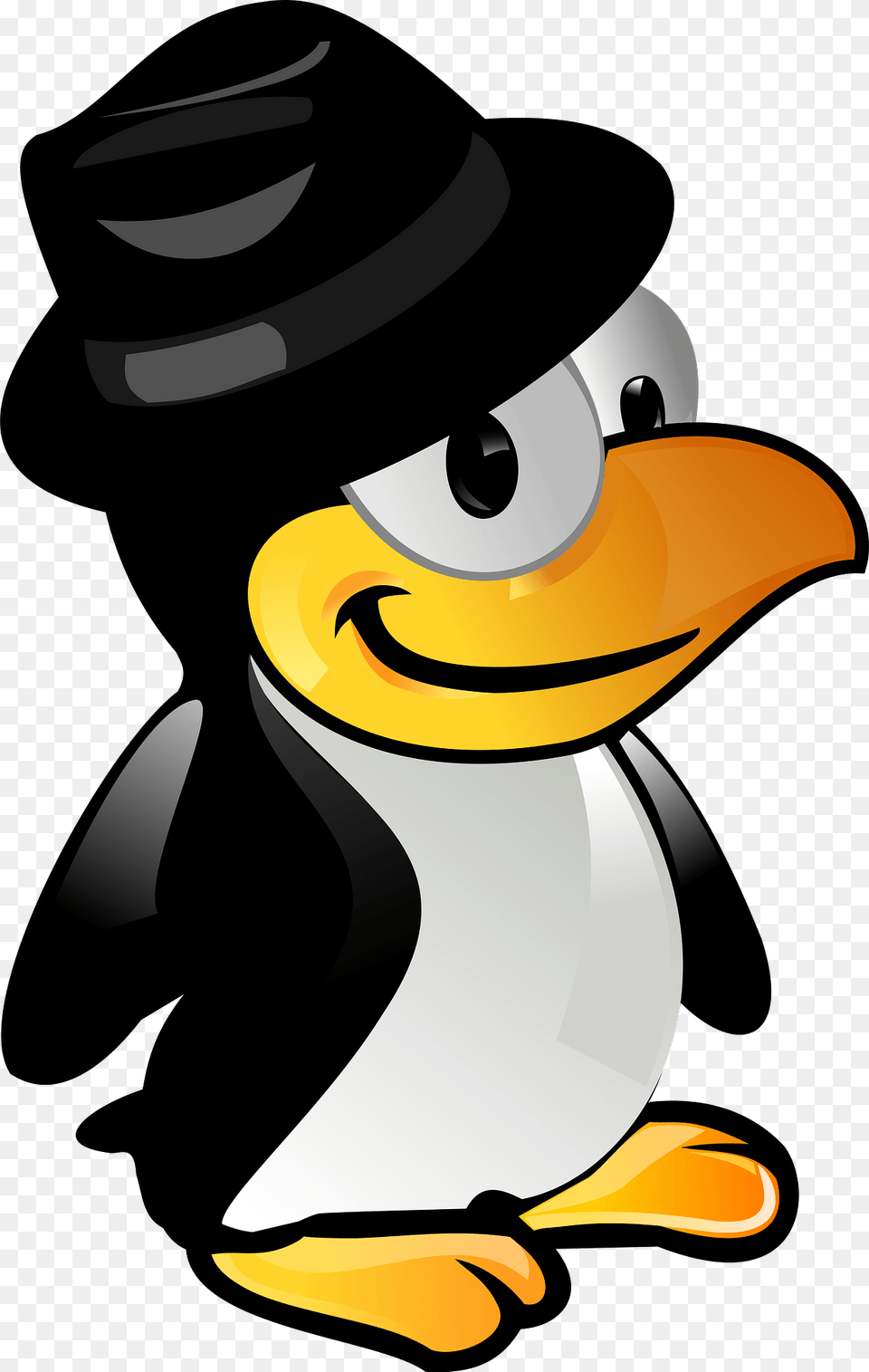 Penguin Wearing A Black Fedora Clipart, Animal, Beak, Bird, Baby Free Transparent Png