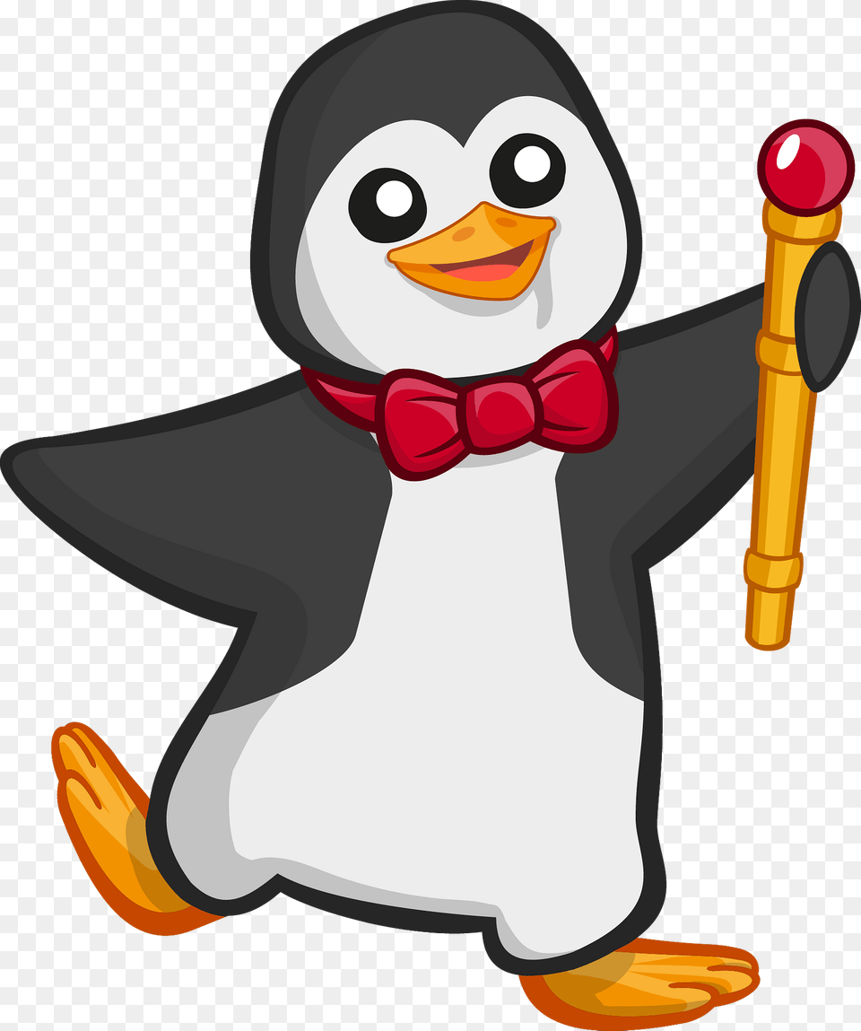 Penguin With Cane And Butterfly Clipart, Nature, Outdoors, Snow, Snowman Free Png