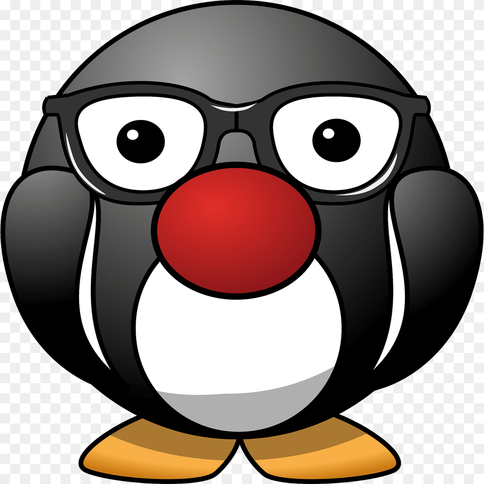 Penguin With Glasses And Clown Nose Clipart, Animal, Bird Free Png