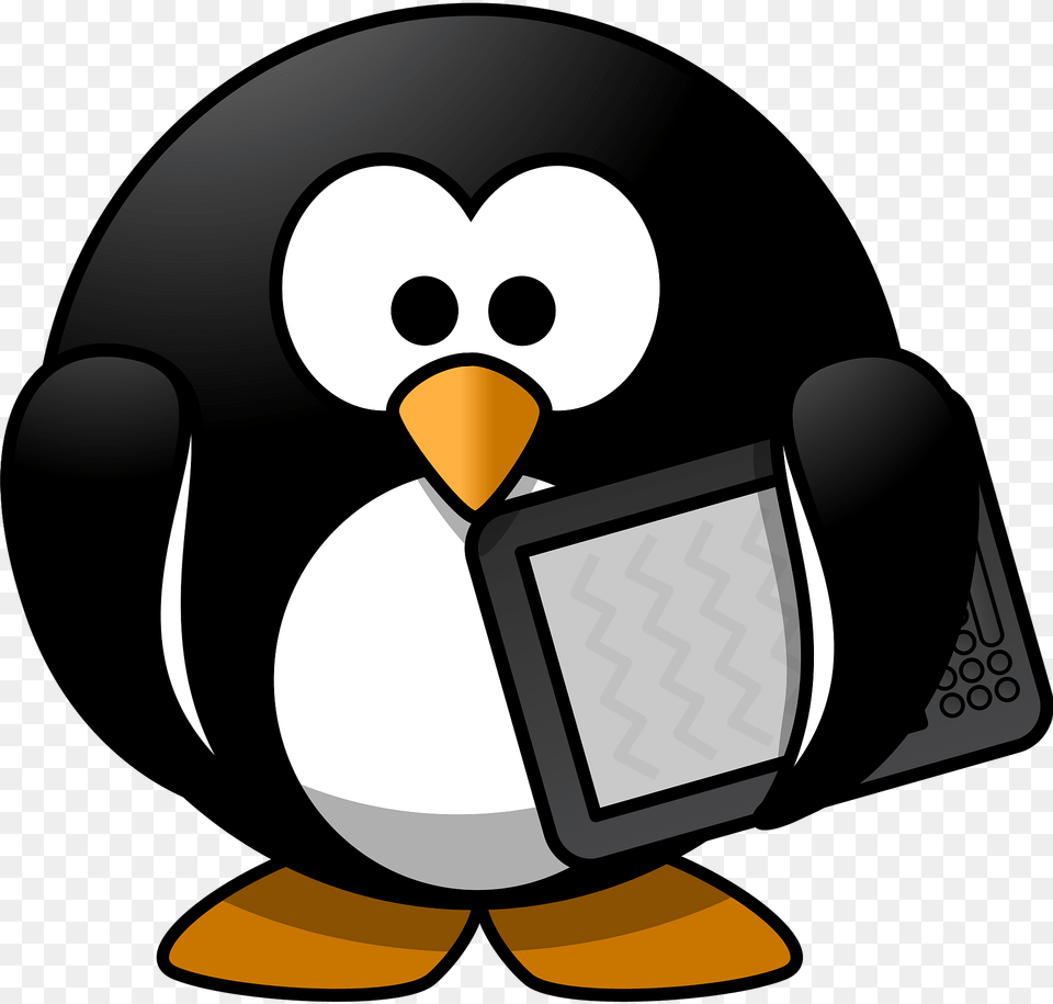 Penguin With Tablet Clipart, Animal, Bird Free Png Download