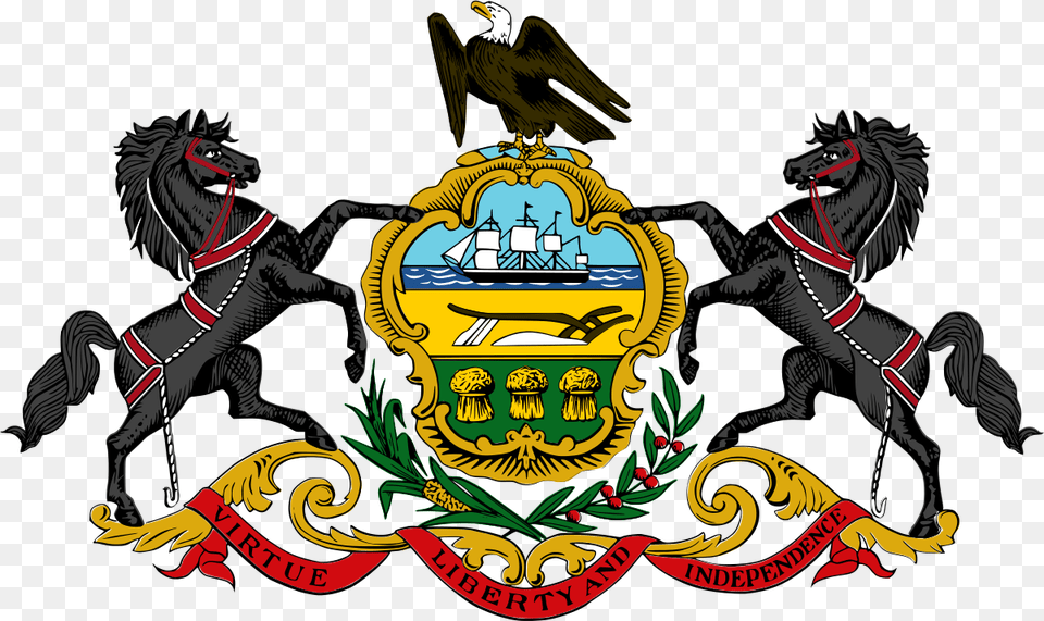Pennsylvania Coat Of Arms, Emblem, Symbol, Person, Animal Free Png