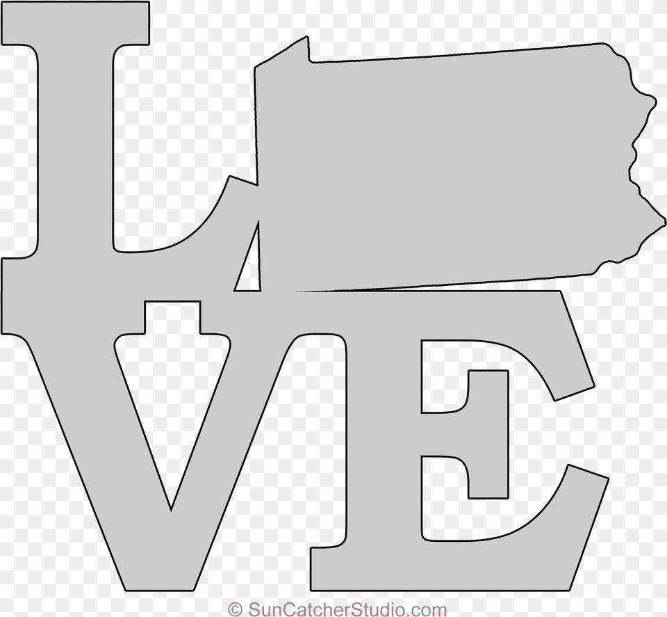 Pennsylvania Love Map Outline Scroll Saw Pattern Shape, Firearm, Weapon, Stencil, Text Free Png Download