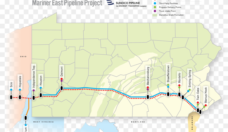 Pennsylvania Shuts Down Construction On Sunoco Gas Mariner East Pipeline, Chart, Plot, Map, Atlas Free Png Download