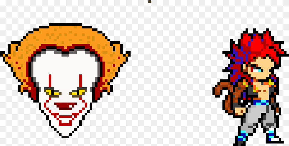 Pennywise And Super Saiyen 4 Gogito Pixel Art Minecraft Pennywise, Person, Face, Head, Animal Png