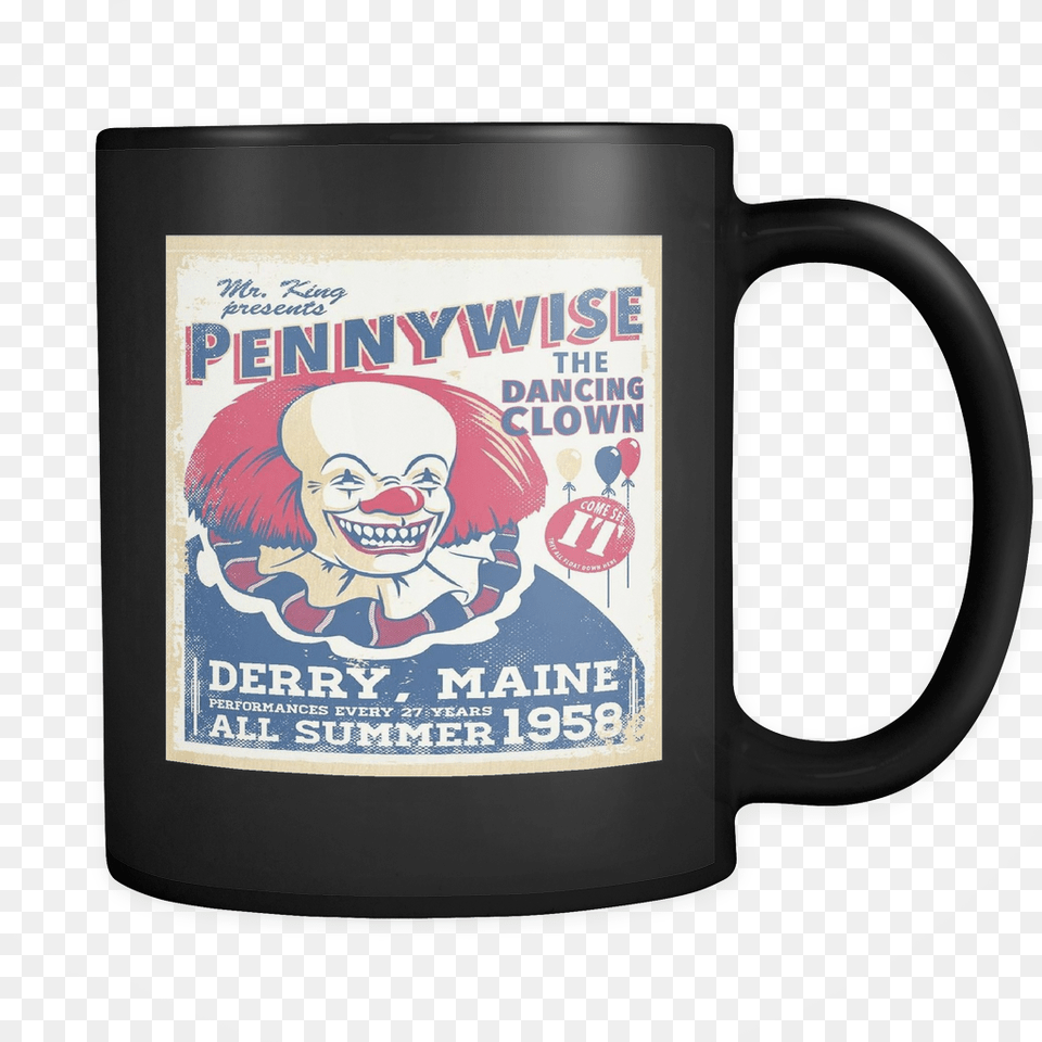 Pennywise Mug We All Float Stephen King It Everything Dancing Clown T Shirt, Cup, Baby, Person, Beverage Free Png Download