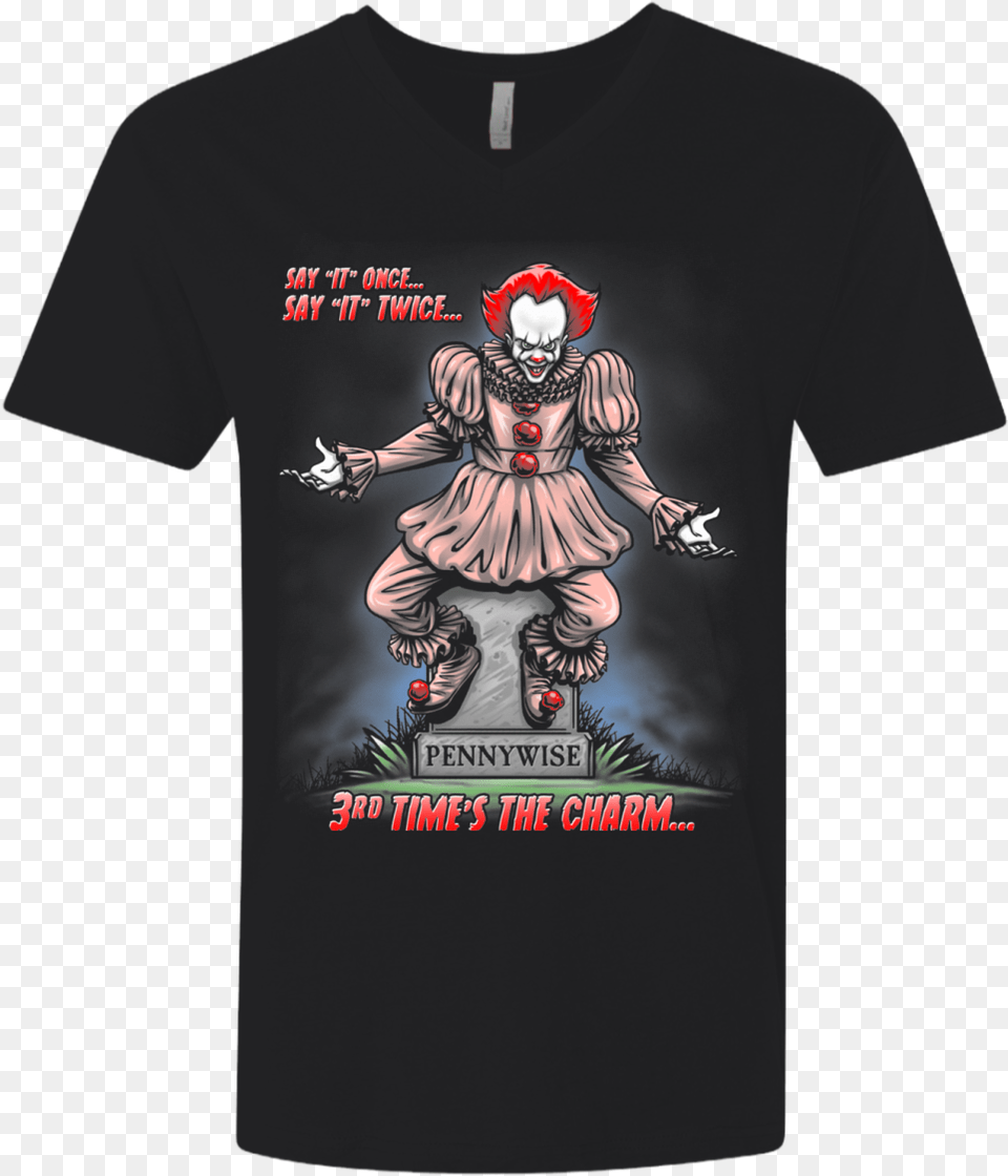 Pennywise The Dancing Clown Men S Premium V Neck Cartoon Pennywise, Clothing, T-shirt, Person, Book Free Transparent Png