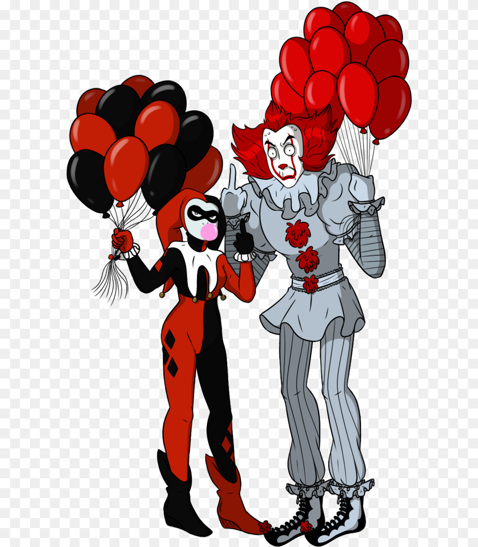 Pennywise X Harley Quinn, Person, Balloon, Publication, Book Png Image