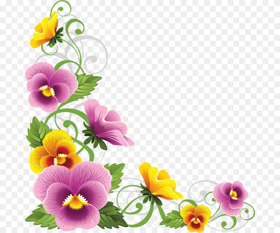 Penses Tube Fleur Dessin Corner Flower Borders, Art, Graphics, Plant, Floral Design Free Png