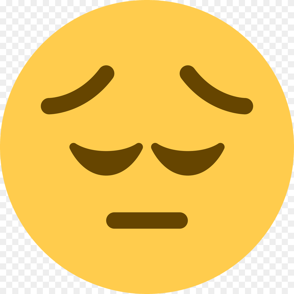 Pensive Face Emoji Clipart, Logo, Symbol, Head, Person Png Image